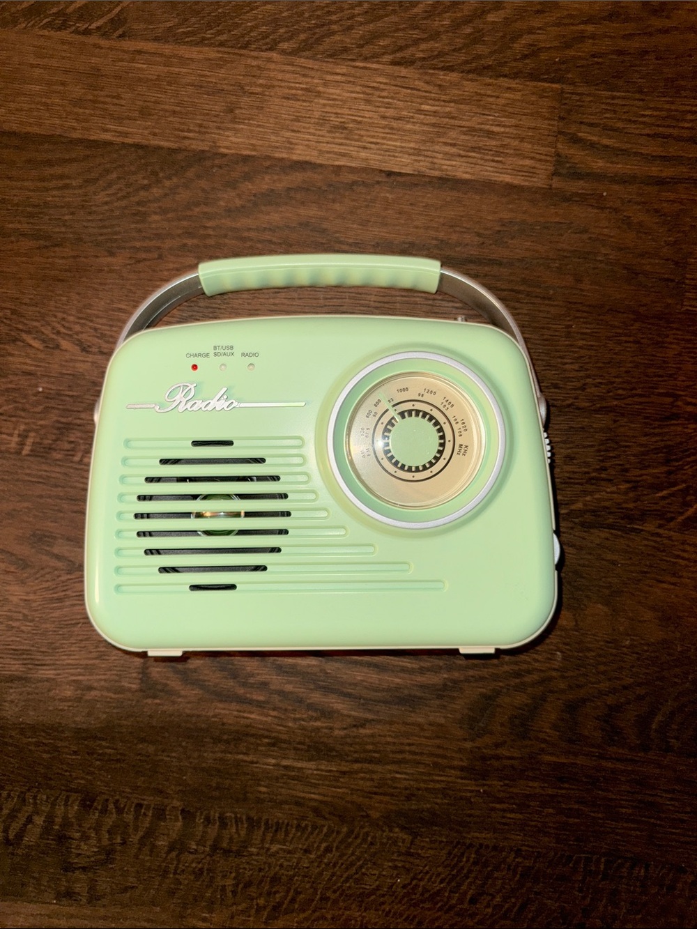 Retro Portable Radio in Mint Green with Carry Handle